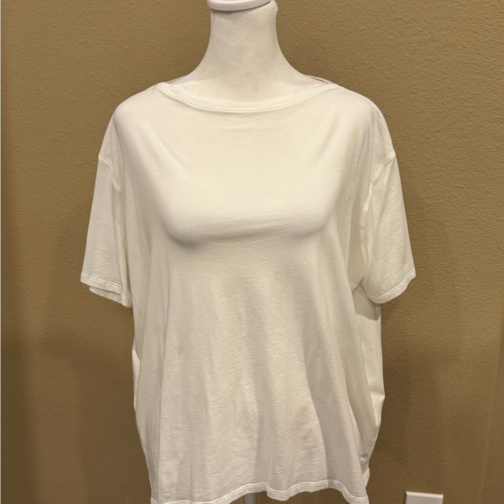 lululemon athletica White Bateau Neck Short Sleeve Boxy T-Shirt